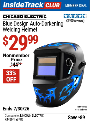 Harbor Freight Coupons, HF Coupons, 20% off - Auto-darkening Welding Helmet With Blue Flame Design