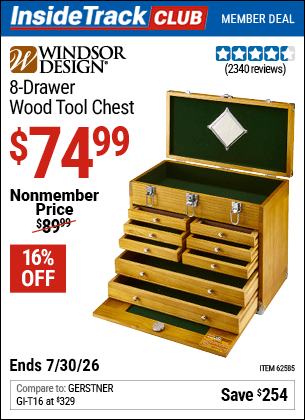 Harbor Freight Coupons, HF Coupons, 20% off - Eight Drawer Wood Tool Chest