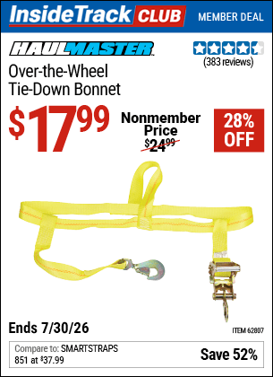Harbor Freight Coupons, HF Coupons, 20% off - Over-the-wheel Tie Down Bonnet