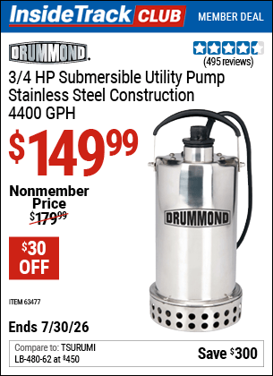 Harbor Freight Coupons, HF Coupons, 20% off - 3/4 Hp Submersible Utility Pump