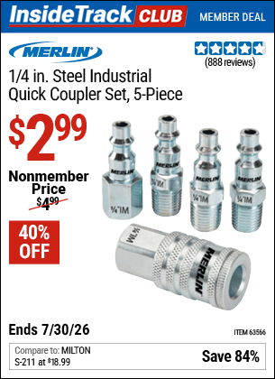 Harbor Freight Coupons, HF Coupons, 20% off - 5 Piece Steel Coupler Connector Kit Industrial Series