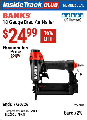 Harbor Freight Coupons, HF Coupons, 20% off - 18 Gauge Brad Air Nailer
