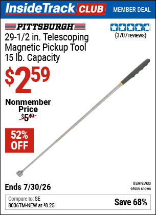 Harbor Freight Coupons, HF Coupons, 20% off - 15 lb. Capacity Telescoping Magnetic Pickup Tool