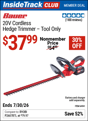 Harbor Freight Coupons, HF Coupons, 20% off - Bauer 20 Volt Lithium Cordless 20