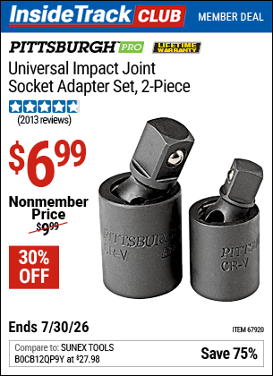 Harbor Freight Coupons, HF Coupons, 20% off - 2 Piece Universal Impace Joint Socket Adapter Set