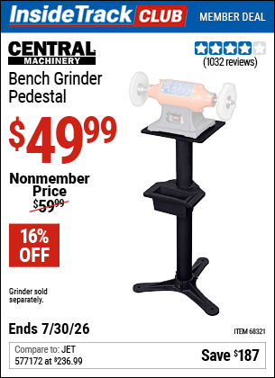 Harbor Freight Coupons, HF Coupons, 20% off - Heavy Duty Bench Grinder Pedestal