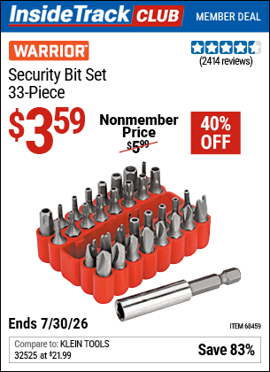 Harbor Freight Coupons, HF Coupons, 20% off - 33 Piece Security Bit Set
