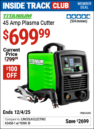 Harbor Freight Coupons, HF Coupons, 20% off - Titanium 45a Plasma Cutter