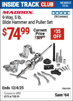 Harbor Freight Coupons, HF Coupons, 20% off - Maddox 9 Way, 5 Lb. Slide Hammer Puller Set