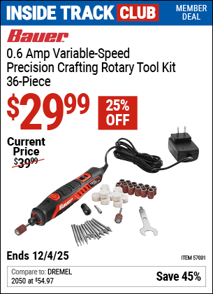 Harbor Freight Coupons, HF Coupons, 20% off - BAUER Variable Speed Precision Crafting Rotary Tool for $24.99