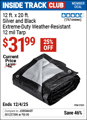 Harbor Freight Coupons, HF Coupons, 20% off - 12 ft. x 20 ft. Silver & Black Extreme Duty Weather Resistant Tarp