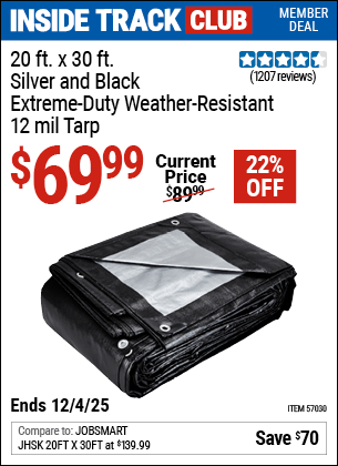 Harbor Freight Coupons, HF Coupons, 20% off - 20 Ft. X 30 Ft. Silver & Black Extreme Duty Weather Resistant Tarp