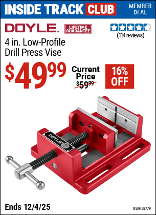 Harbor Freight Coupons, HF Coupons, 20% off - DOYLE 4 in. Low-Profile Drill Press Vise 