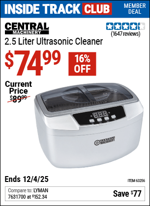 Harbor Freight Coupons, HF Coupons, 20% off - 2.5 Liter Ultrasonic Cleaner