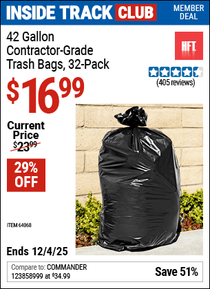 Harbor Freight Coupons, HF Coupons, 20% off - 24 Gallon Contractor Grade Trash Bags Pack Of 32