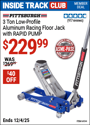 Harbor Freight Coupons, HF Coupons, 20% off - 3 ton Aluminum Rapid Pumpxc2xae Racing Floor Jack
