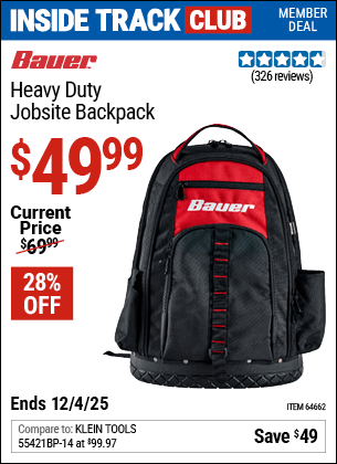 Harbor Freight Coupons, HF Coupons, 20% off - Heavy Duty Jobsite Backpack