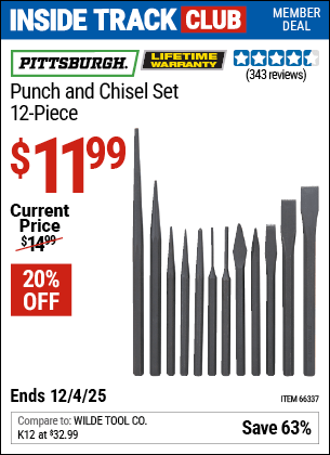 Harbor Freight Coupons, HF Coupons, 20% off - 12 Piece Punch And Chisel Set