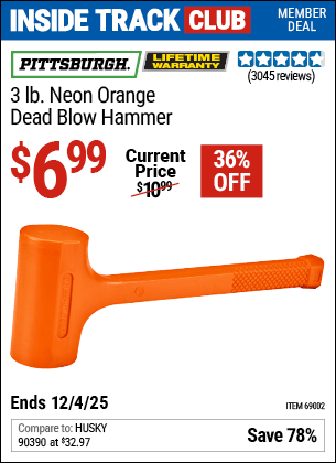 Harbor Freight Coupons, HF Coupons, 20% off - 3 Lb. Neon Dead Blow Hammer