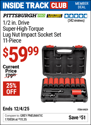 Harbor Freight Coupons, HF Coupons, 20% off - 11 Piece 1/2 Drive Super High Torque Lug Nut Impact Socket Set Pittsburgh Pro