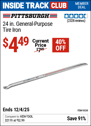 Harbor Freight Coupons, HF Coupons, 20% off - 24 In. General Purpose Tire Iron