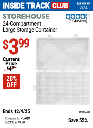 Harbor Freight Coupons, HF Coupons, 20% off - 24 Compartment Large Storage Container