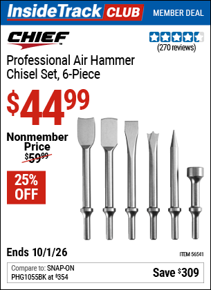 Harbor Freight Coupons, HF Coupons, 20% off - Professional 6 Pc. Air Hammer Chisel Set