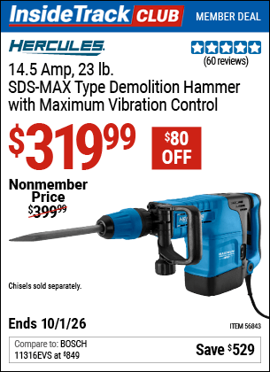 Harbor Freight Coupons, HF Coupons, 20% off - 14.5 Amp 23 lb. SDS Max-Type Demolition Hammer with Maximum Vibration Control
