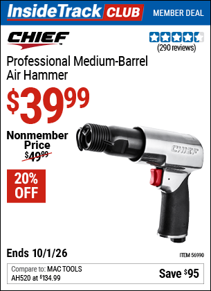Harbor Freight Coupons, HF Coupons, 20% off - Professional Medium Barrel Air Hammer