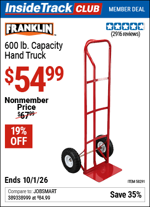 Harbor Freight Coupons, HF Coupons, 20% off - FRANKLIN 600 lb. Capacity Hand Truck for $54.99