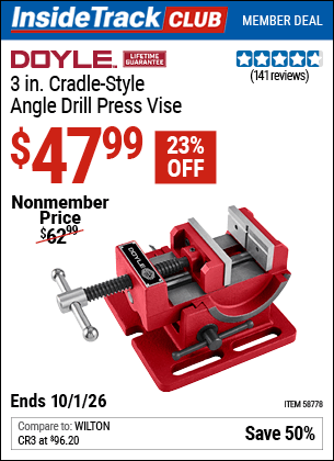 Harbor Freight Coupons, HF Coupons, 20% off - DOYLE 3 in. Cradle Style Angle Drill Press Vise for $49.99