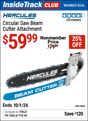 Harbor Freight Coupons, HF Coupons, 20% off - HERCULES Circular Saw Beam Cutter Attachment for $49.99