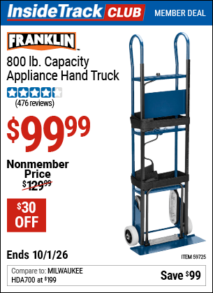Harbor Freight Coupons, HF Coupons, 20% off - FRANKLIN 800 lb. Capacity Appliance Hand Truck for $99.99