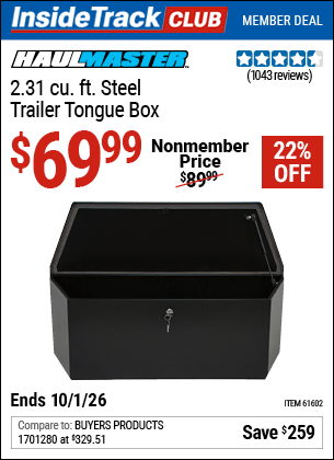 Harbor Freight Coupons, HF Coupons, 20% off - 2-1/4 Cubic Ft. Steel Trailer Tongue Box