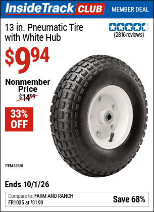 Harbor Freight Coupons, HF Coupons, 20% off - 13 in. Pneumatic Tire with White Hub