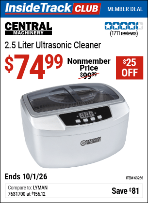 Harbor Freight Coupons, HF Coupons, 20% off - 2.5 Liter Ultrasonic Cleaner