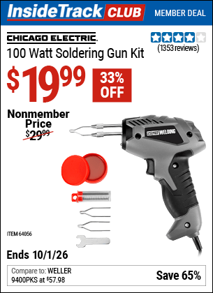 Harbor Freight Coupons, HF Coupons, 20% off - Chicago Electric Welding 100 Watt Soldering Gun Kit