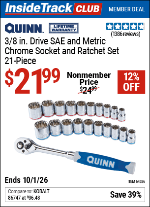 Harbor Freight Coupons, HF Coupons, 20% off - Quinn 21 Piece, 3/8