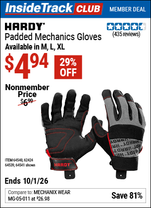 Harbor Freight Coupons, HF Coupons, 20% off - Hardy Padded Mechanic's Gloves