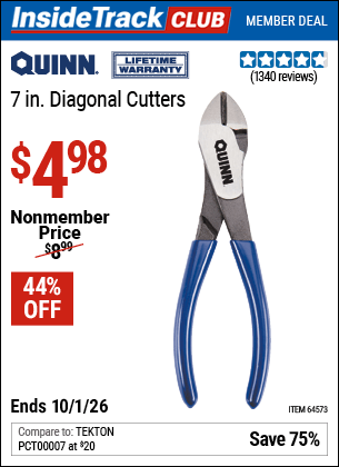 Harbor Freight Coupons, HF Coupons, 20% off - 7 in. Diagonal Cutters Quinn