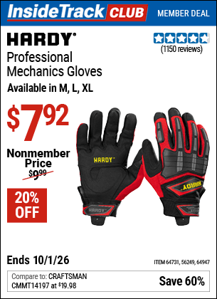 Harbor Freight Coupons, HF Coupons, 20% off - Hardy Professional Mechanic's Gloves