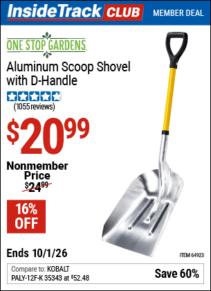 Harbor Freight Coupons, HF Coupons, 20% off - Aluminum Scoop Shovel With D-handle