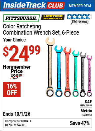 Harbor Freight Coupons, HF Coupons, 20% off - 6 Piece Color Combination Ratcheting Wrench Sets