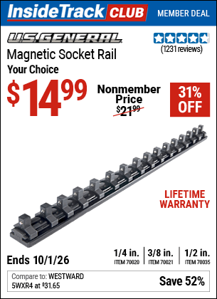 Harbor Freight Coupons, HF Coupons, 20% off - U.s. General Magnetic Socket Rails