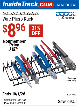 Harbor Freight Coupons, HF Coupons, 20% off - Wire Pliers Rack
