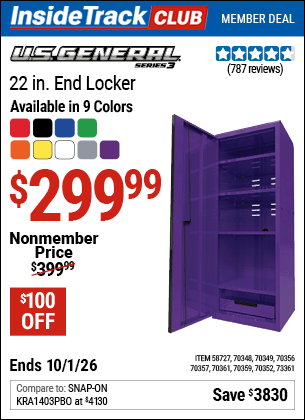 Harbor Freight Coupons, HF Coupons, 20% off - U.S. GENERAL 22 in. End Locker, Series 3 for $299.99