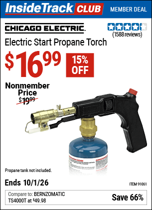 Harbor Freight Coupons, HF Coupons, 20% off - Electric Start Propane Torch
