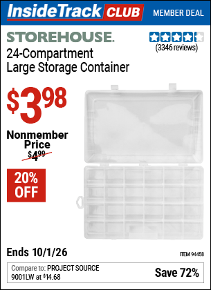 Harbor Freight Coupons, HF Coupons, 20% off - 24 Compartment Large Storage Container
