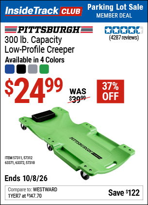 Harbor Freight Coupons, HF Coupons, 20% off - PITTSBURGH AUTOMOTIVE 300 lb. Capacity Low-Profile Creeper 