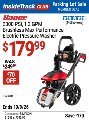 Harbor Freight Coupons, HF Coupons, 20% off - 2300 PSI 1.2 GPM Brushless Max Performance Electric Pressure Washer